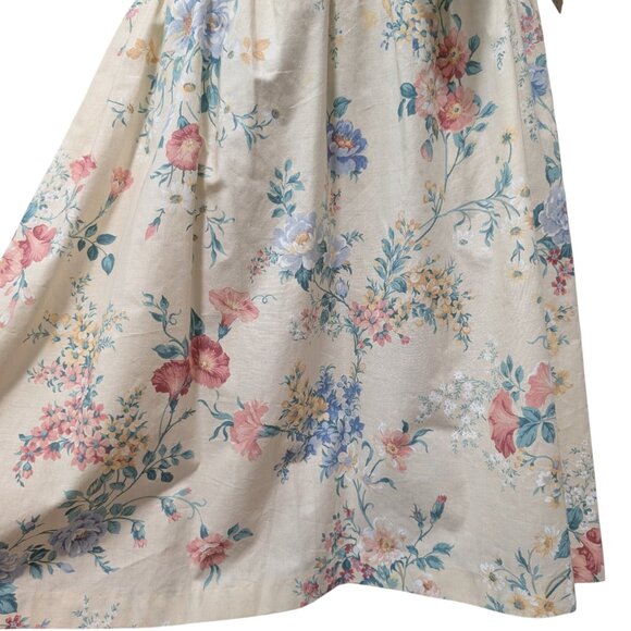Vintage Phoebe Petites Womens Sz M? Floral Smocked Bow Puff Sleeve Cottage Dress - Picture 7 of 10